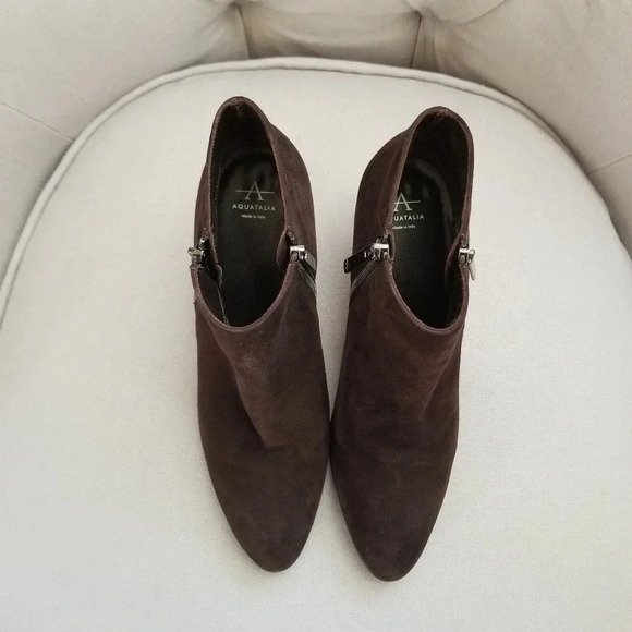 Aquatalia Brown Suede Leather Heeled Ankle Boots | 10 - Picture 4 of 9